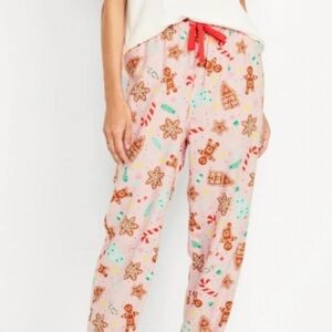 High Waisted Flannel Pajama Joggers - Candied Ginger - Small Petite